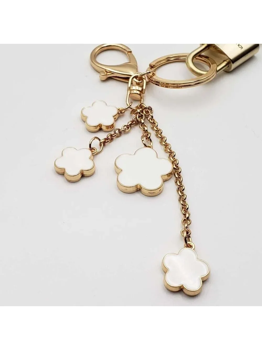 LV Gold Padlock Authentic 🔑 Luxury Bag Charm w/ Unbranded Flower Keychain